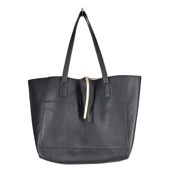 TOMMY BAHAMA WOMEN’S LARGE BLACK FAUX LEATHER TOTE BAG GOLD INTERIOR 12X12.5X8 - Picture 1 of 10